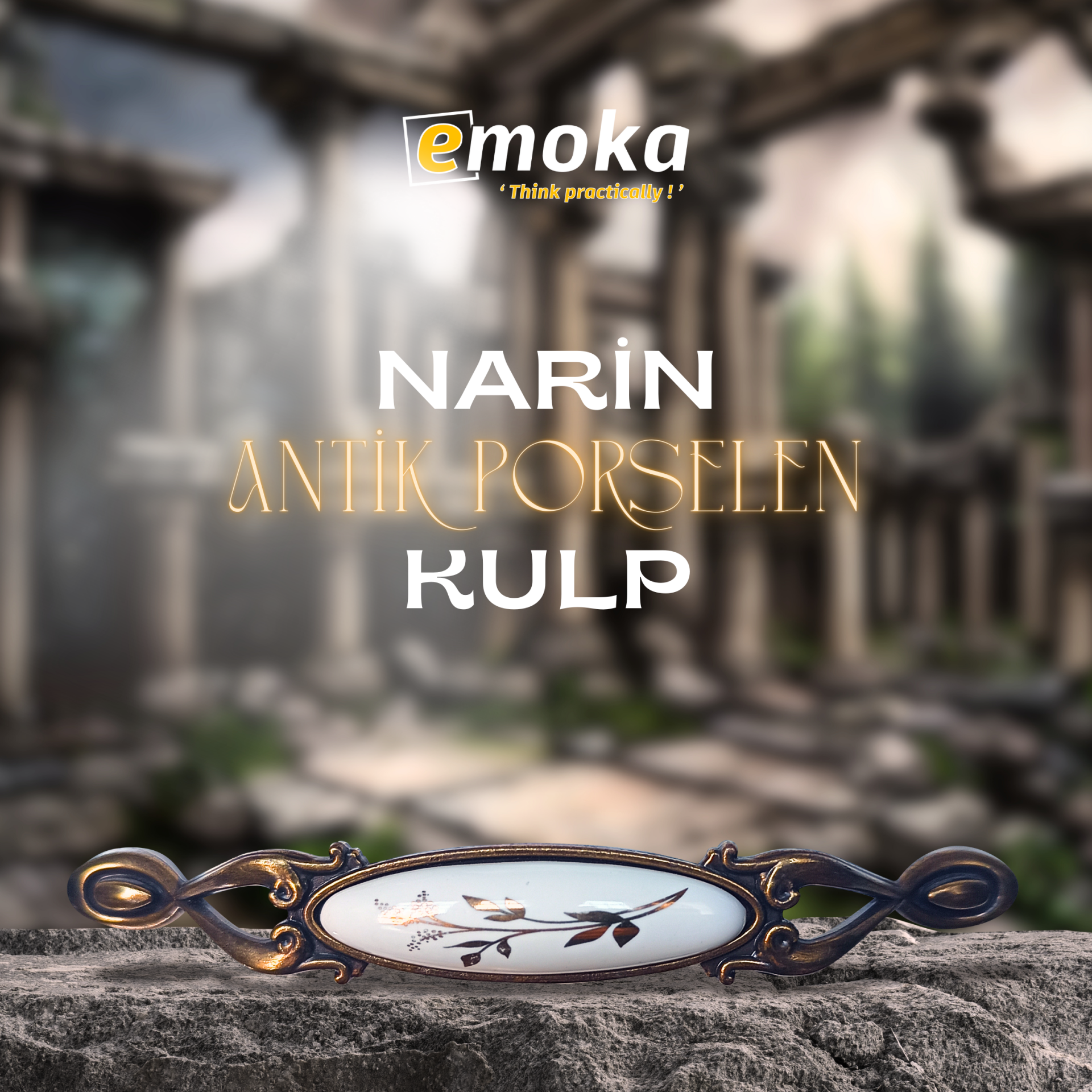 Narin Porselen Antik Kulp (128mm)