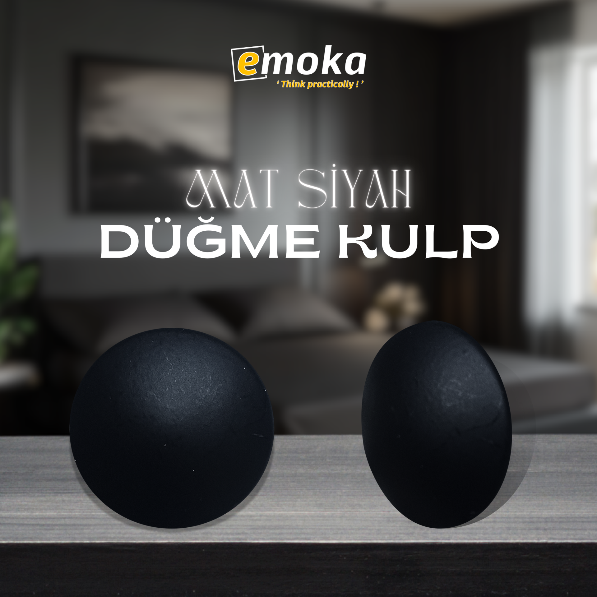 Mat Siyah Düğme Kulp (40mm)