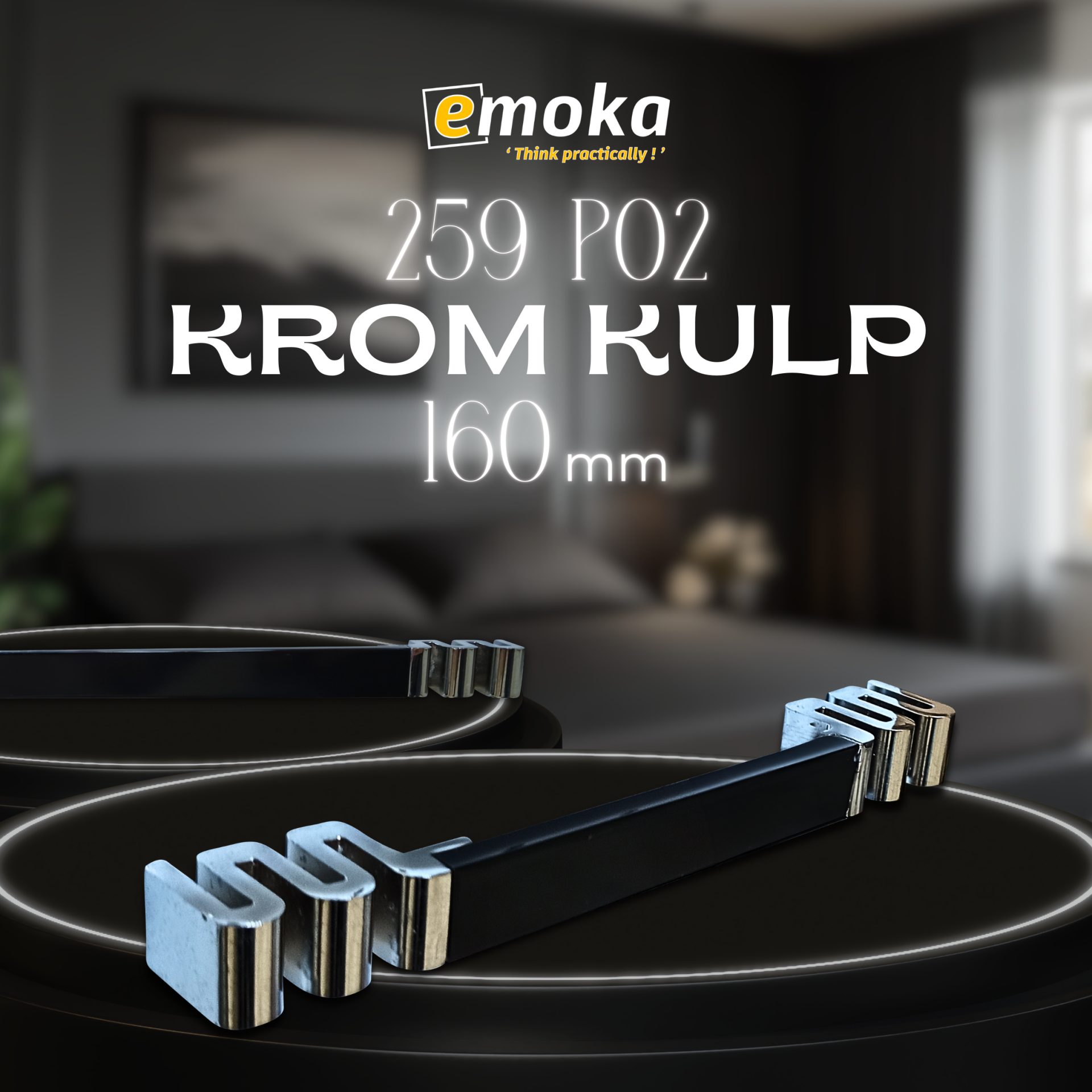 Piano Black Detaylı Krom Kulp (160mm) - 259 P02