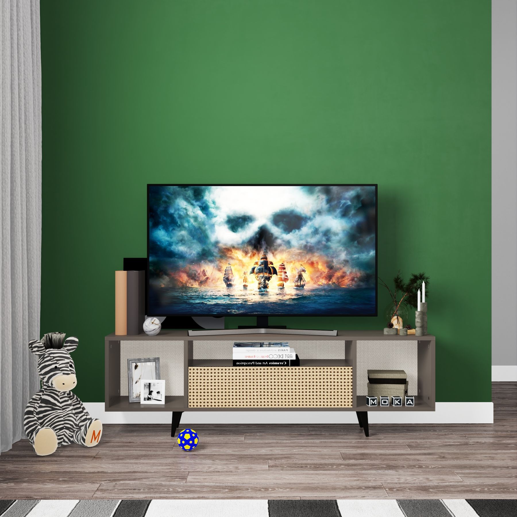e-MOKA Retro Tv Ünitesi 150cm (4 Renk Seçeneği) - Hazeran