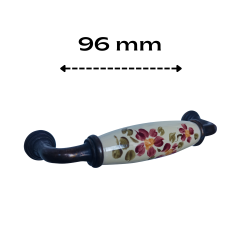 Çiçekli Krem Porselen Kulp (96mm)