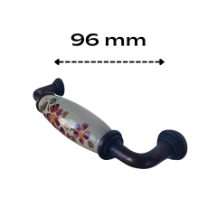 Çiçekli Krem Porselen Kulp (96mm)