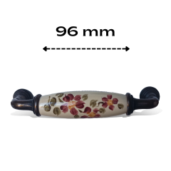 Çiçekli Krem Porselen Kulp (96mm)