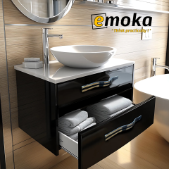 Piano Black Detaylı Krom Kulp 227 P02 - 256 mm
